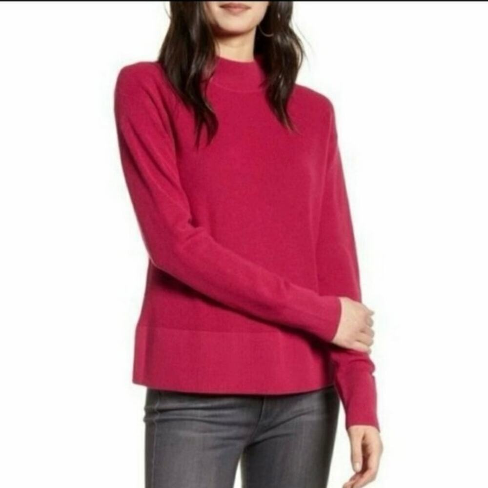 Chelsea28 Sweater Mock Neck Raspberry Pink size SMALL